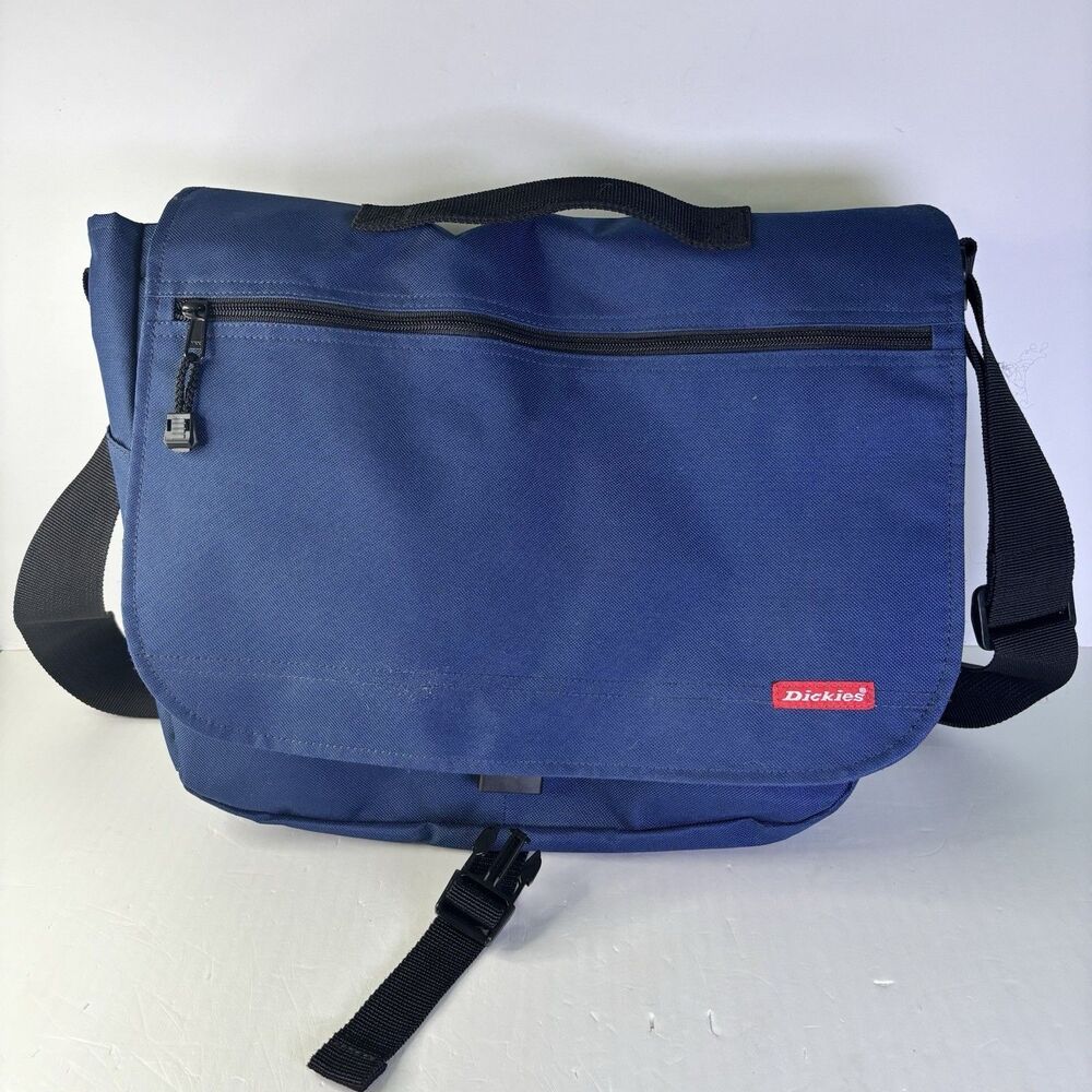Dickies Blue Canvas Messenger Bag 15x12 Adjustable Strap Hook and Loop Closure